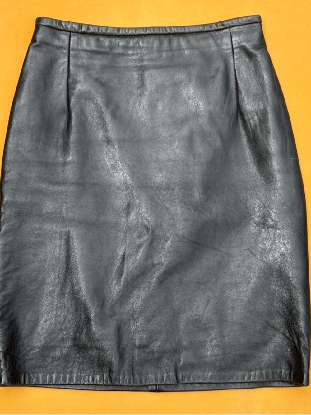 Hugo Buscati Black Leather Pencil Skirt